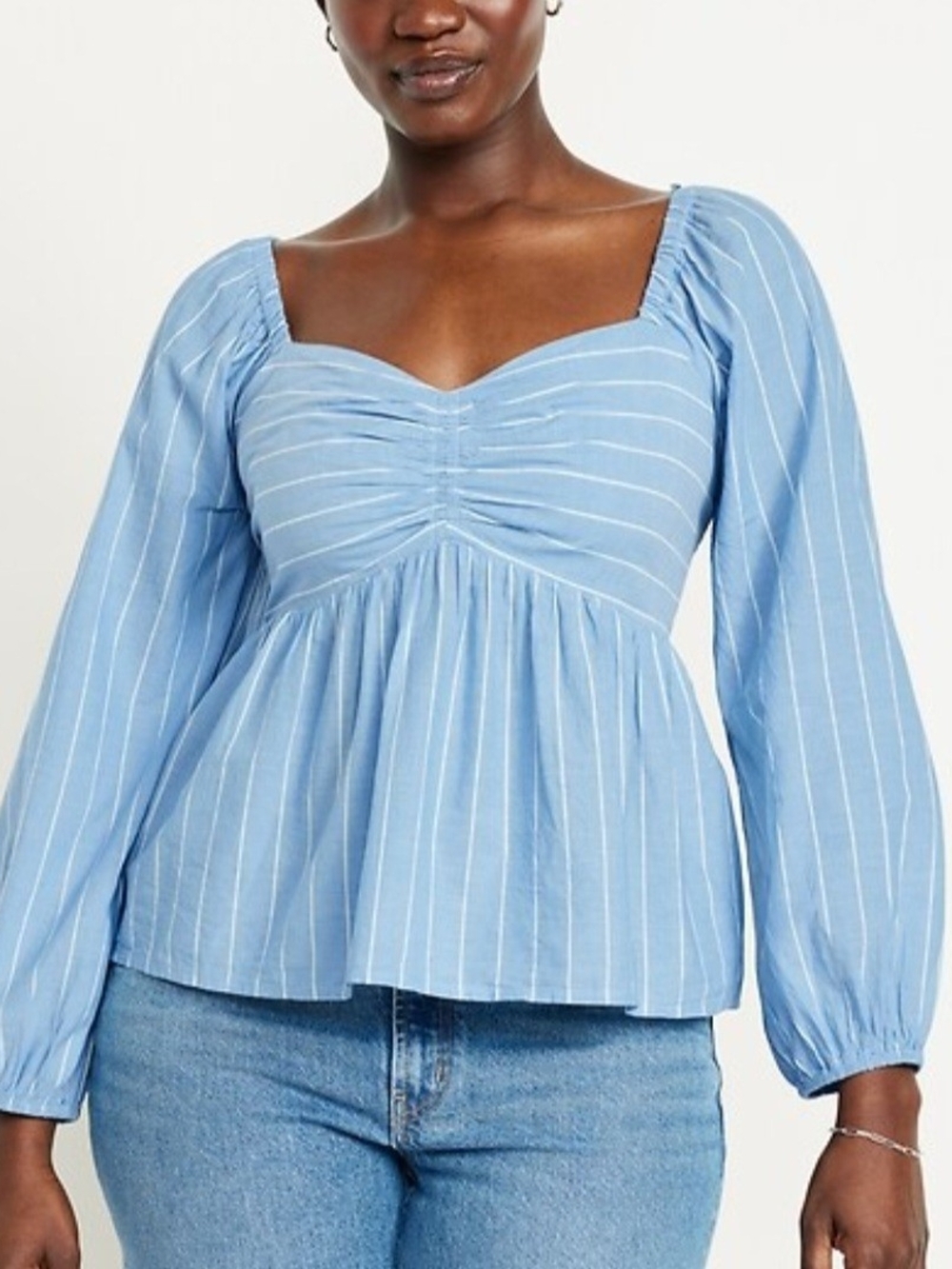 Old Navy Women’s Blue & White Striped Peplum Top; Size XXL